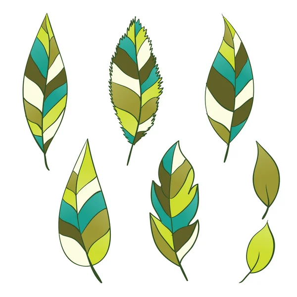 Set of hand-drawn leaves — Stock Vector