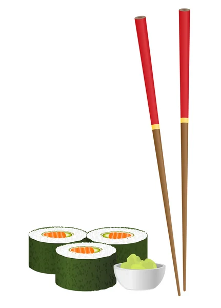 Vector sushi and chopsticks — Stock Vector