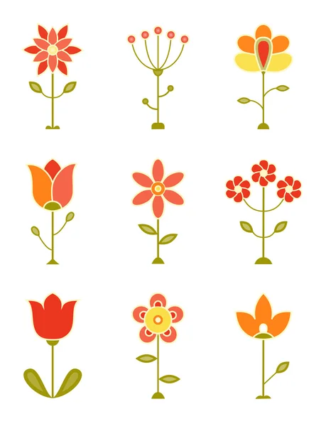 Set de flores retro — Vector de stock