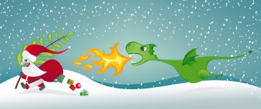 Santa Claus and the Dragon clipart