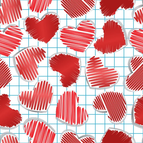 Coeurs de papier sur papier carré — Image vectorielle