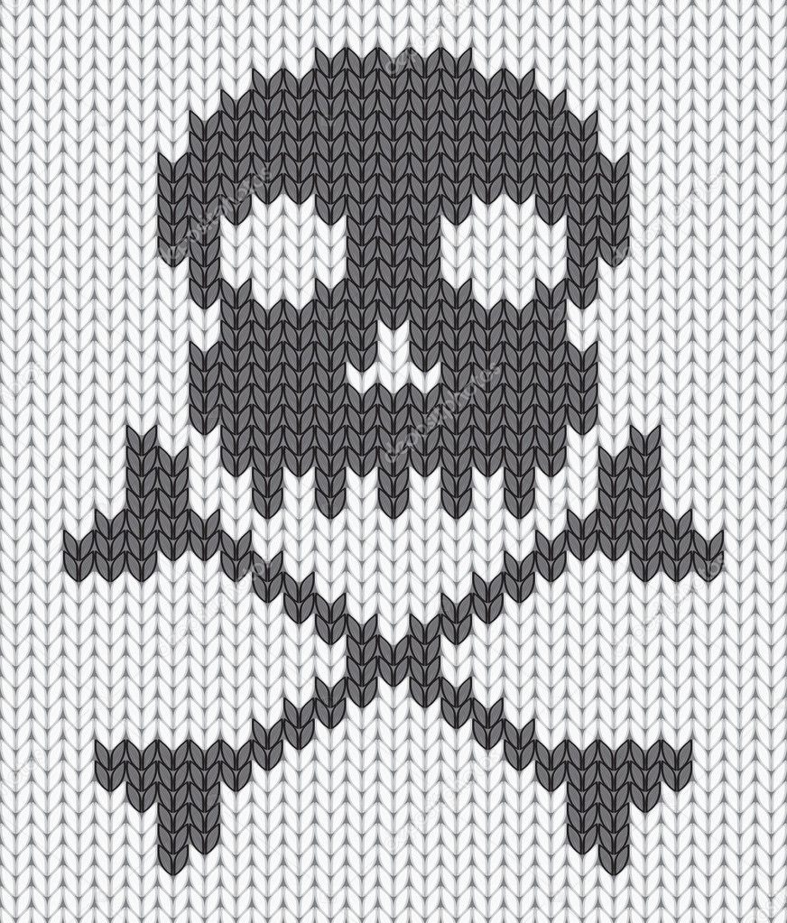 Knitted background with skull
