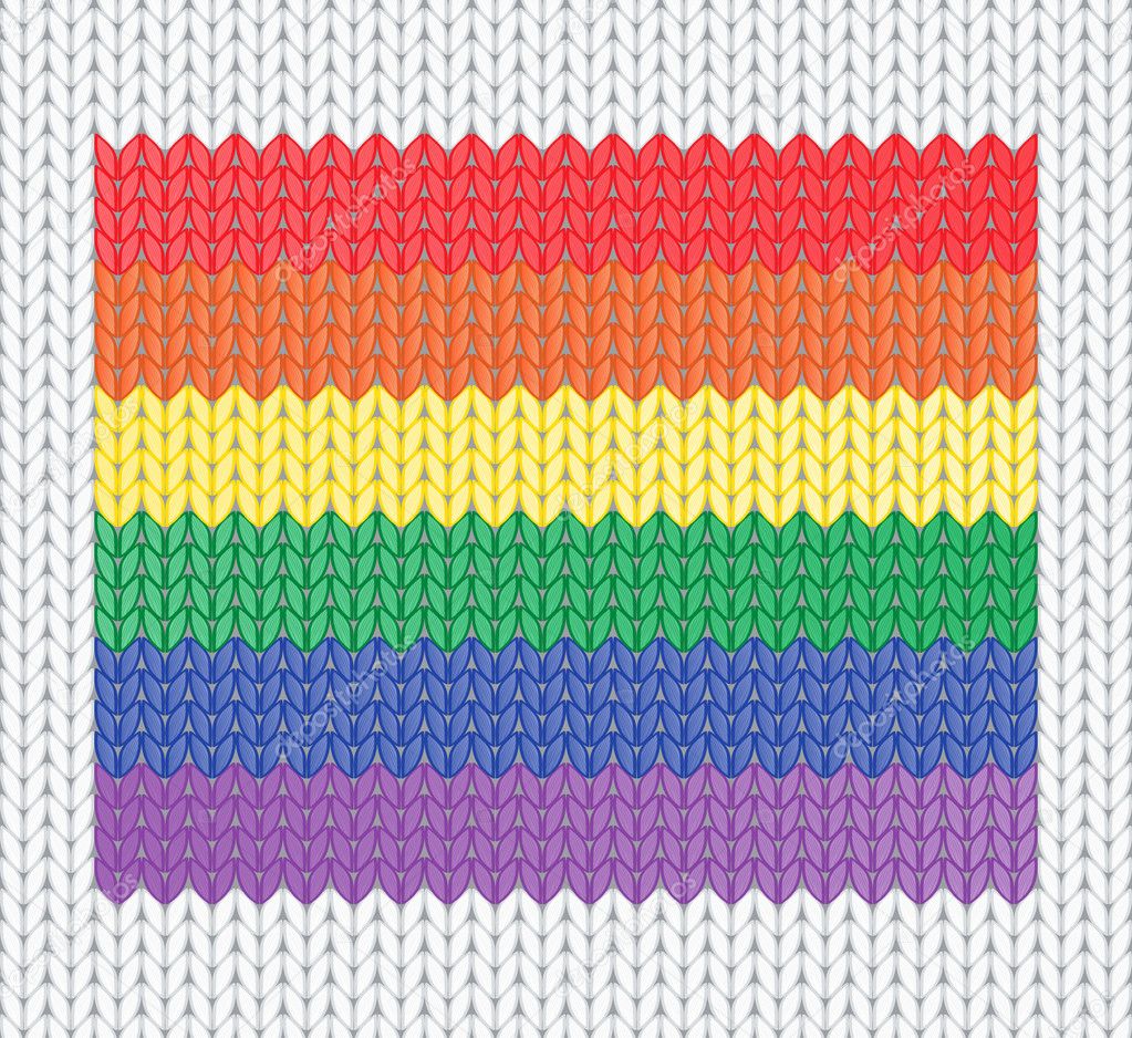 Knitted rainbow flag