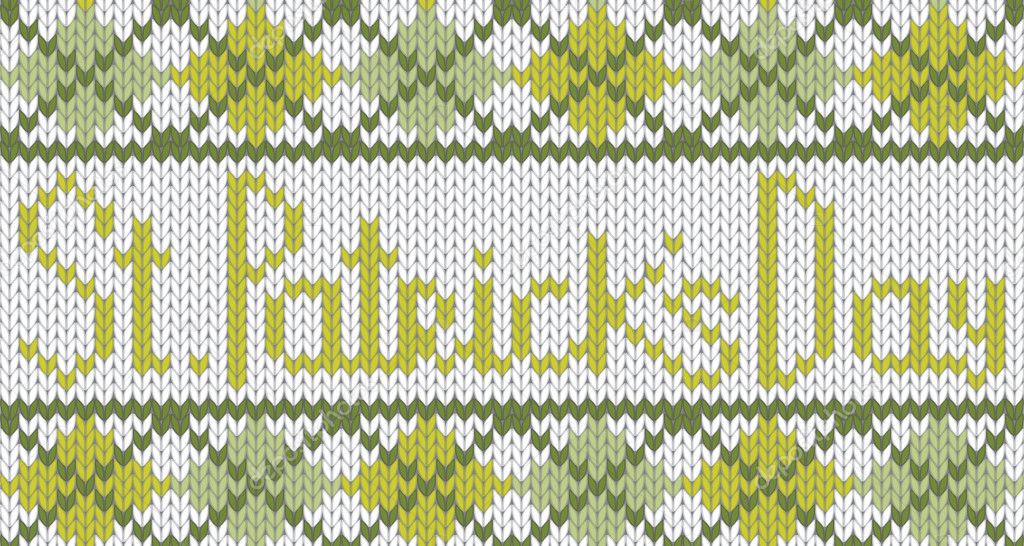 Knitted pattern with rhombus for St. Patricks Day