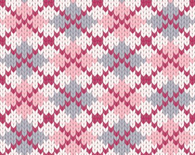 Knitted pattern with rhombus clipart