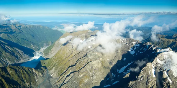 Widok na lodowiec Lis w Południowej Nowej Zelandii — Zdjęcie stockowe