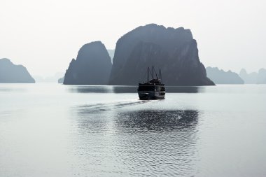 The ship in Halong bay clipart