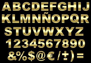 3d fırçalanmış altın alfabe izole