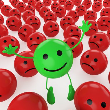 Jumping green smiley clipart