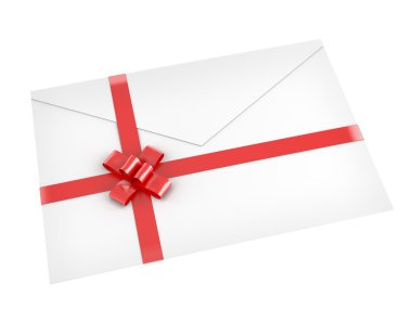 Letter with red ribbon isolated on white clipart