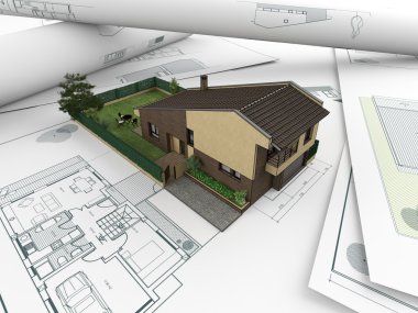 Architectural drawings and house_2 clipart