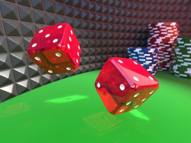 Dices on a casino table clipart