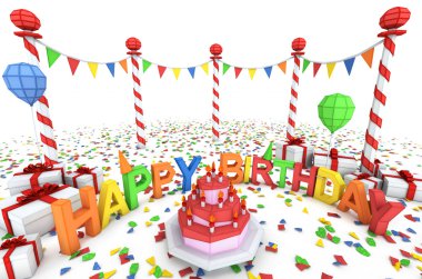 Cartton like birthday party illustration clipart