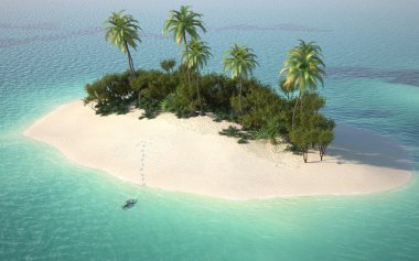 Aerial view of caribbeanl desert island clipart