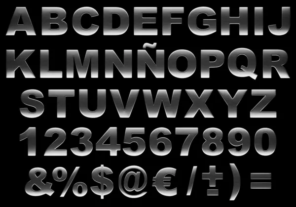 3d fırçalanmış çelik alfabe izole — Stok fotoğraf