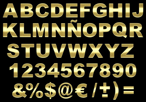 3d brushed gold alphabet isolated — Stock Photo, Image