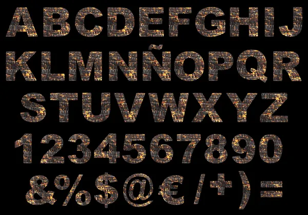 3D-hete kolen alfabet geïsoleerd — Stockfoto