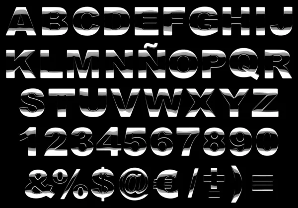 3D błyszczący alfabet metal na białym tle — Zdjęcie stockowe