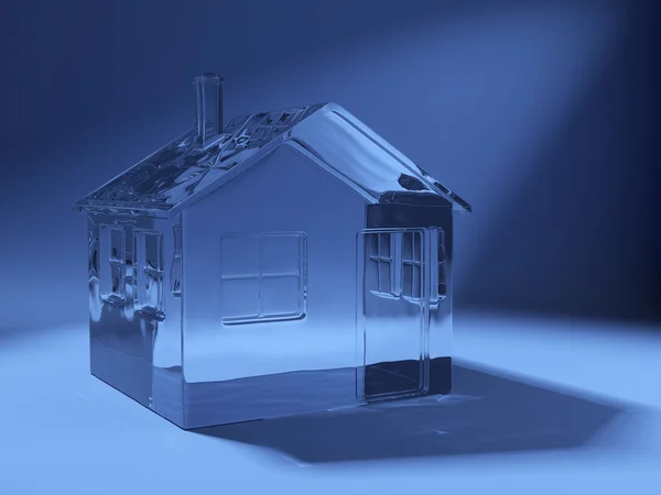 3D-pictogram huis gemaakt van glas — Stockfoto