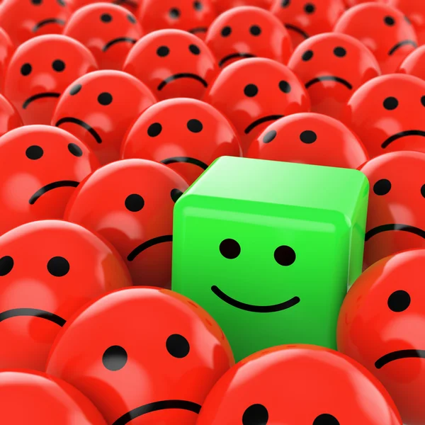 Green cube smiley happy — Stock Photo, Image