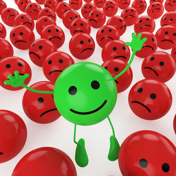 Jumping green smiley — Stock Photo, Image