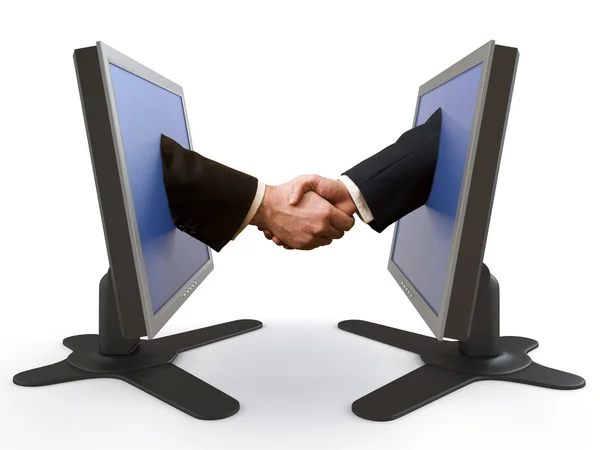 Handshake between LCD screens — Stock Photo, Image