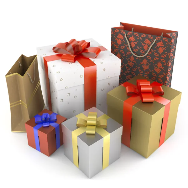 Haufen verschiedener Geschenke — Stockfoto