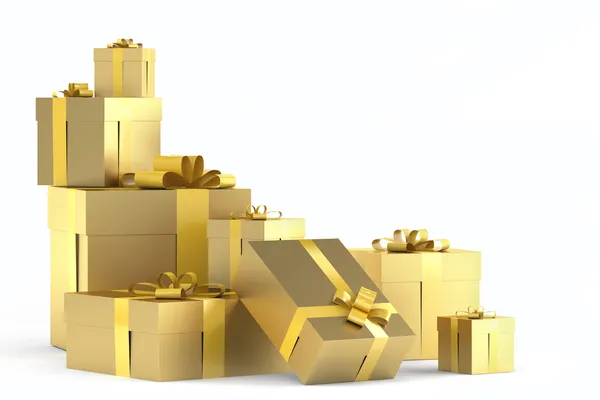 Montón de regalos de oro —  Fotos de Stock