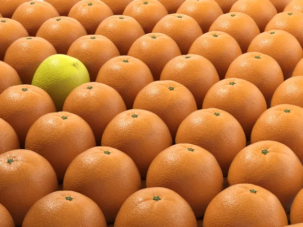 Egyedi citrom között sok narancs — Stock Fotó