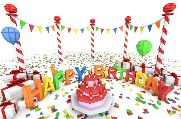 Cartton like birthday party illustration — Stock Photo, Image