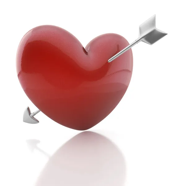 Coração Valentim com seta cupido — Fotografia de Stock