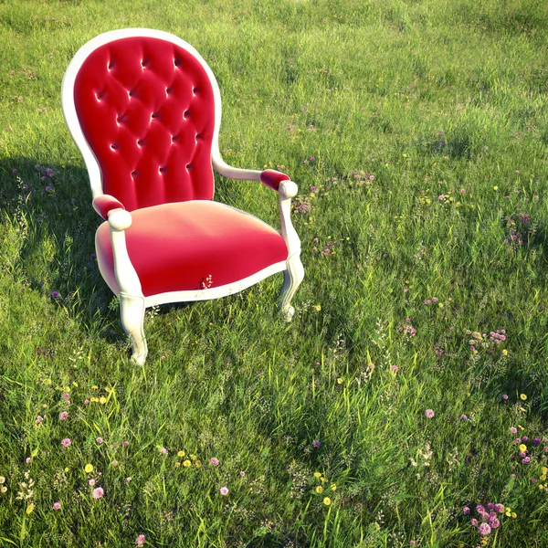 Dreamlike armchair on a meadow — Stock Photo, Image