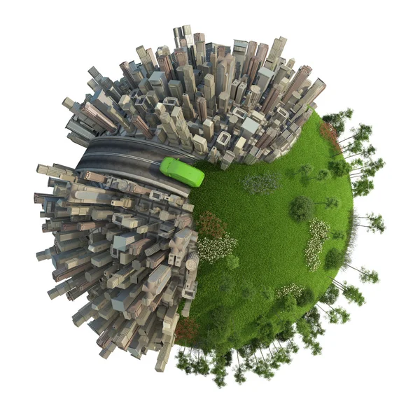绿色能源运输概念星球 — 图库照片