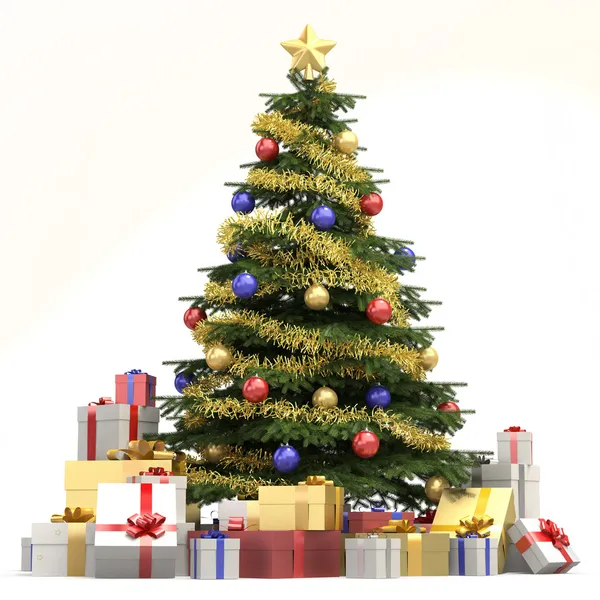 Mehrfarbiger Weihnachtsbaum isoliert — Stockfoto
