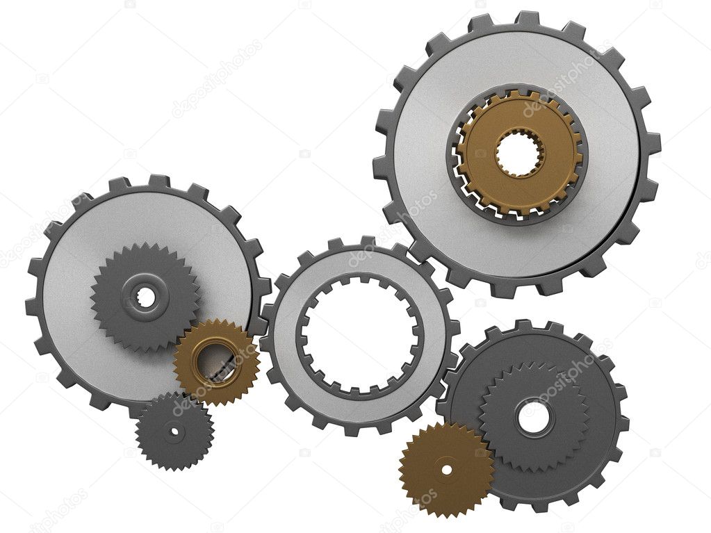 Frontal view of gears composition
