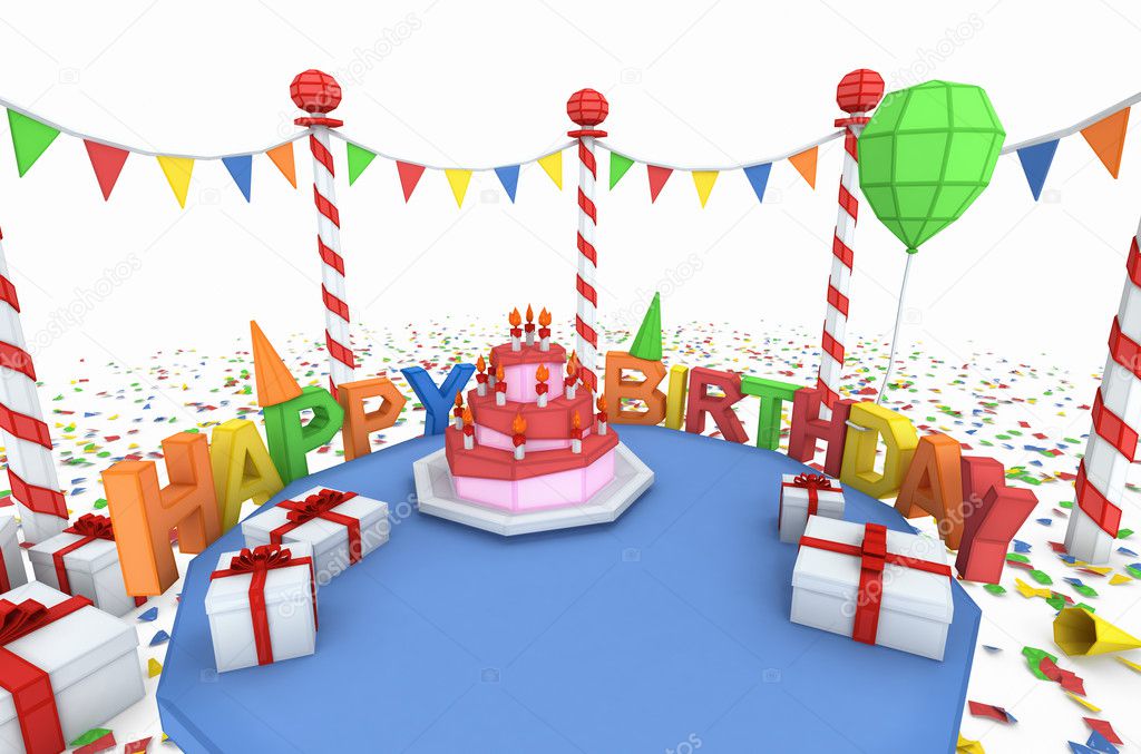 Cartton like birthday party illustration