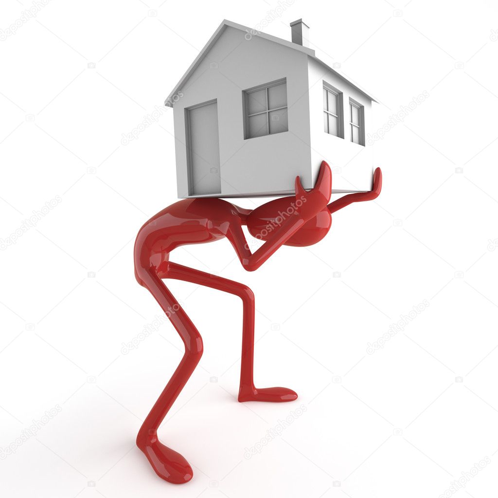 Dummy carrying house on his back