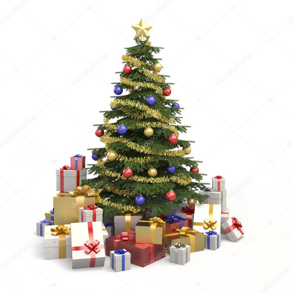 Multicolor christmas tree isolated