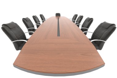 Meeting room table and chair from the boss point of view clipart