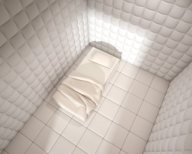 Mental hospital padded room from above clipart