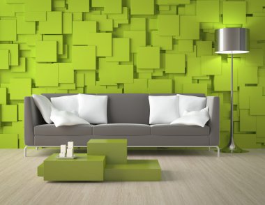 Green blocks wall and furniture clipart