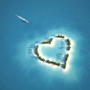 Paradise heart shaped island clipart
