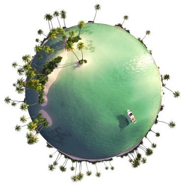 Paradise island globe clipart