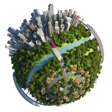 Suburbs and city globe concept clipart