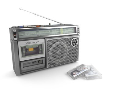 Radio cassette and tape clipart