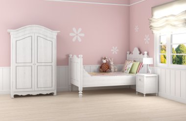 Pink girl's bedroom clipart