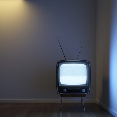 Retro TV alone in the corner clipart