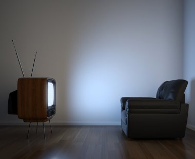 Side view of tv and couch clipart