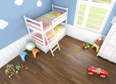 ChildrenÂ´s bedroom seen from above clipart