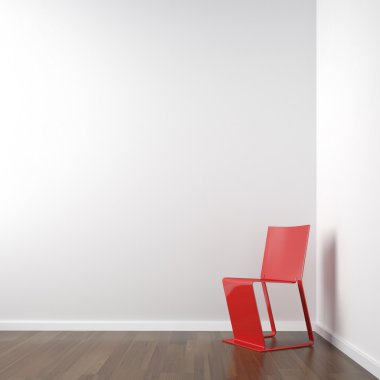 Kırmızı sandalye beyaz köşe Oda
